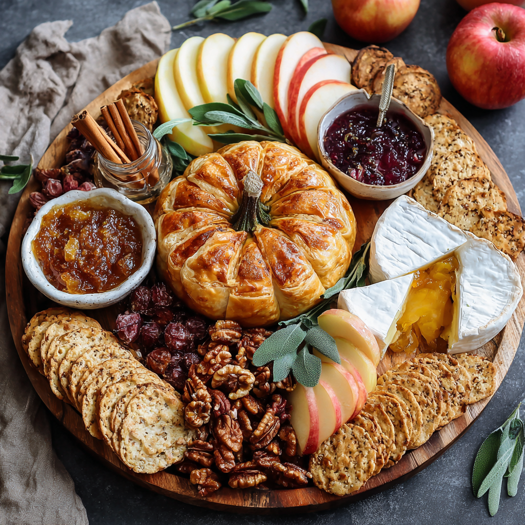 Fall Charcuterie Board with Pumpkin Baked Brie