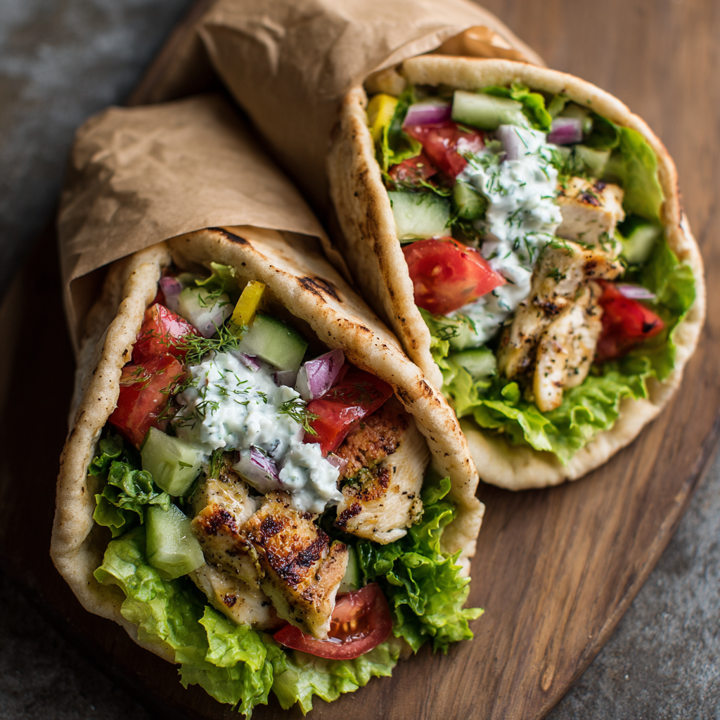 Greek Chicken Pita Wraps