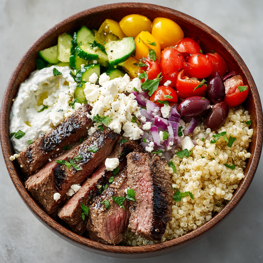 Healthy Mediterranean Steak Bowl Recipe