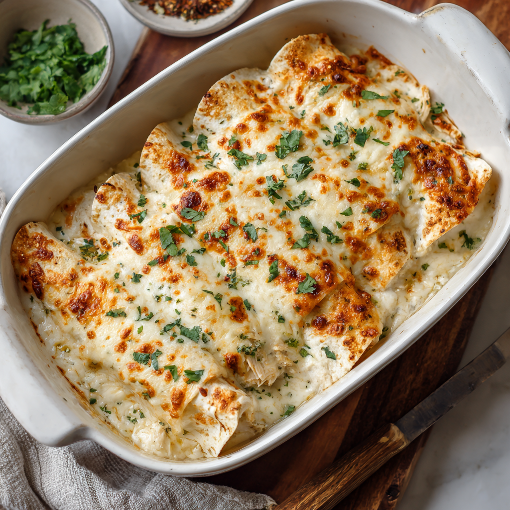 White Chicken Enchiladas : Creamy, Cheesy, and Crave-Worthy