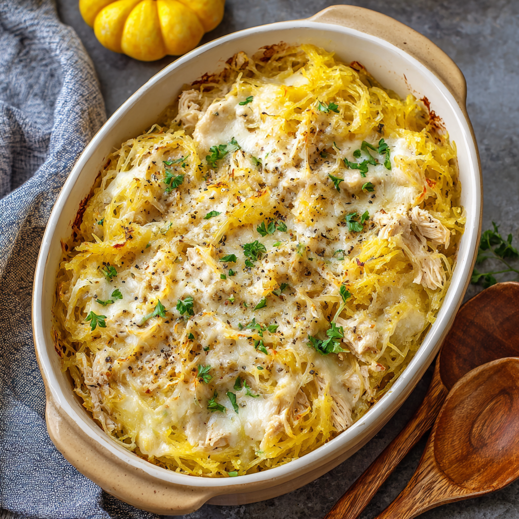 Cheesy Chicken Spaghetti Squash Casserole : Creamy, Gluten-Free Comfort Food