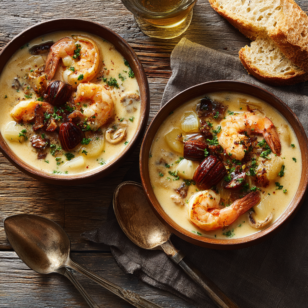 Creamy Shrimp & Roasted Chestnut Chowder : The Ultimate Cozy Winter Bowl