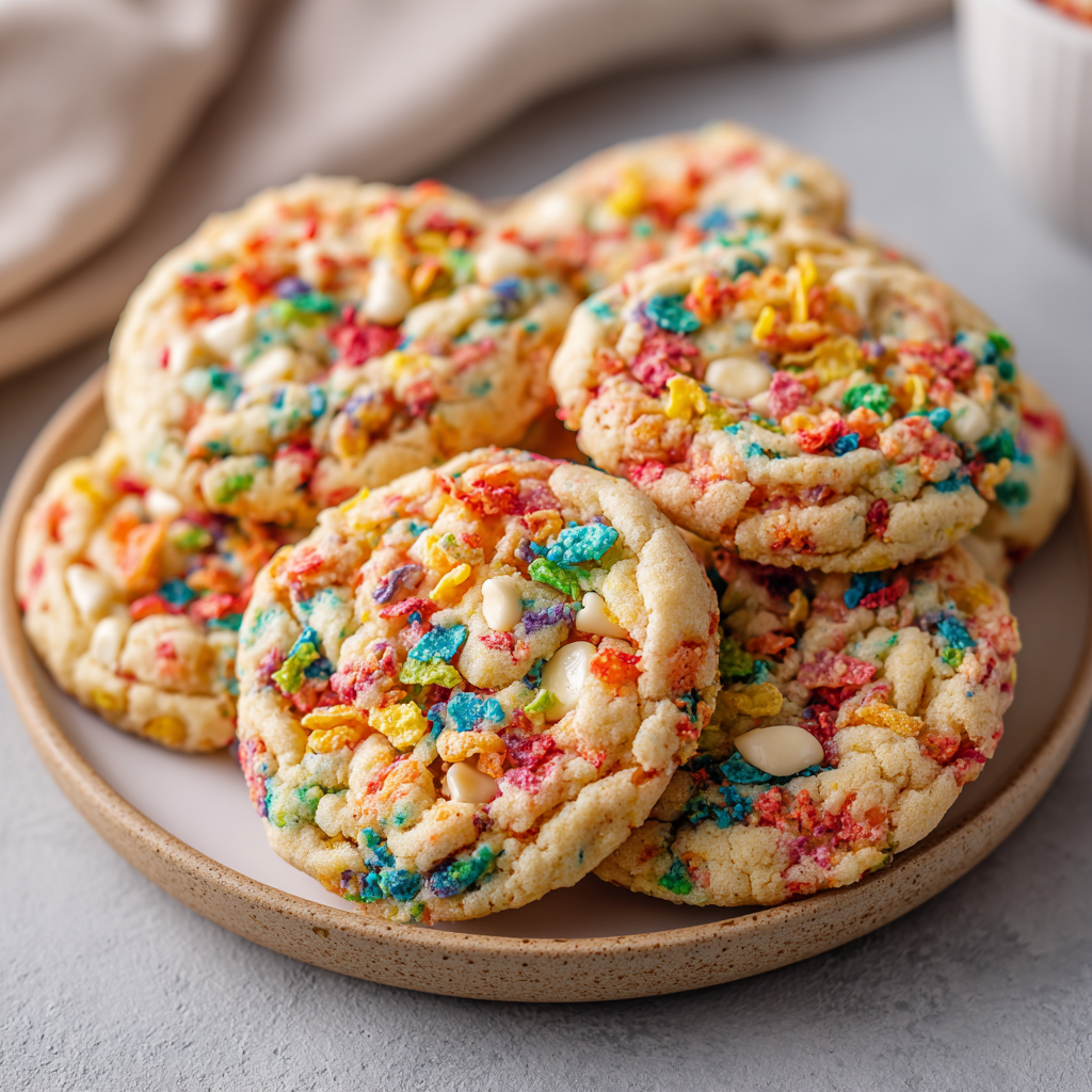 Fruity Pebbles Cookies : Colorful, Soft & Packed with Cereal Crunch