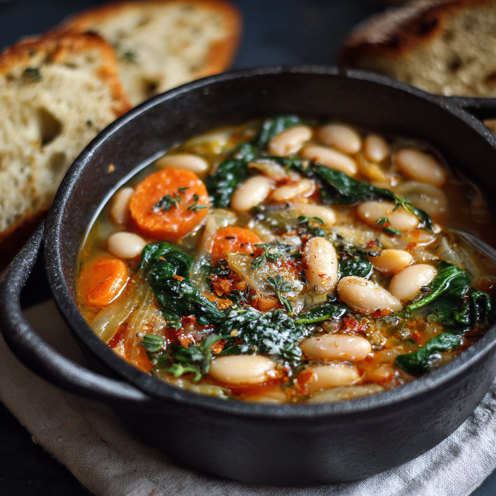 Hearty Tuscan White Bean Soup : Rustic, Herby & Comforting