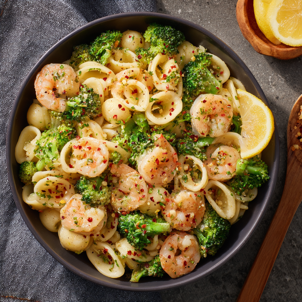 Lemon Garlic Shrimp & Broccoli Protein Pasta : Light, Zesty, and High-Protein