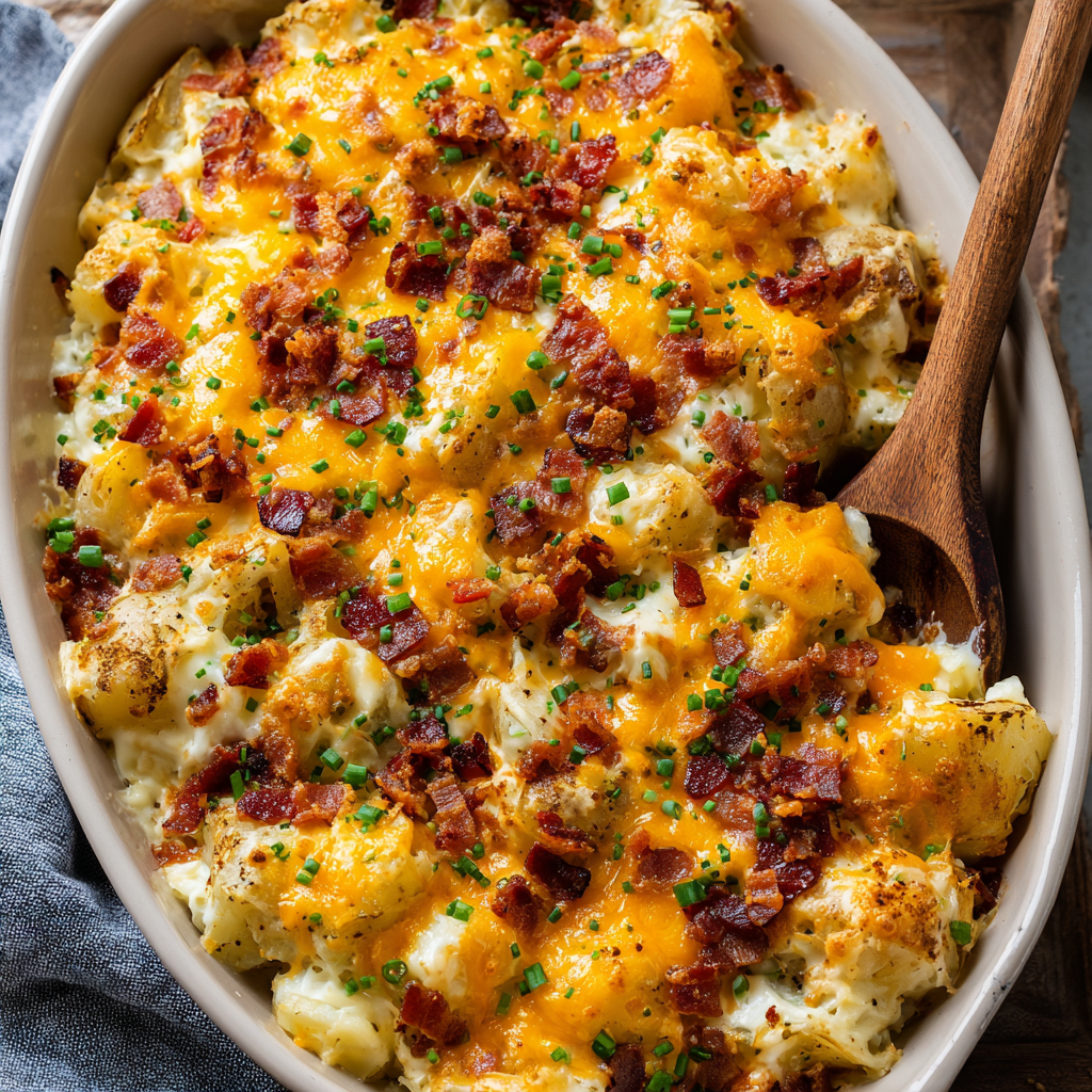 Loaded Baked Potato Casserole (Cheesy, Buttery & Bacon-Packed)