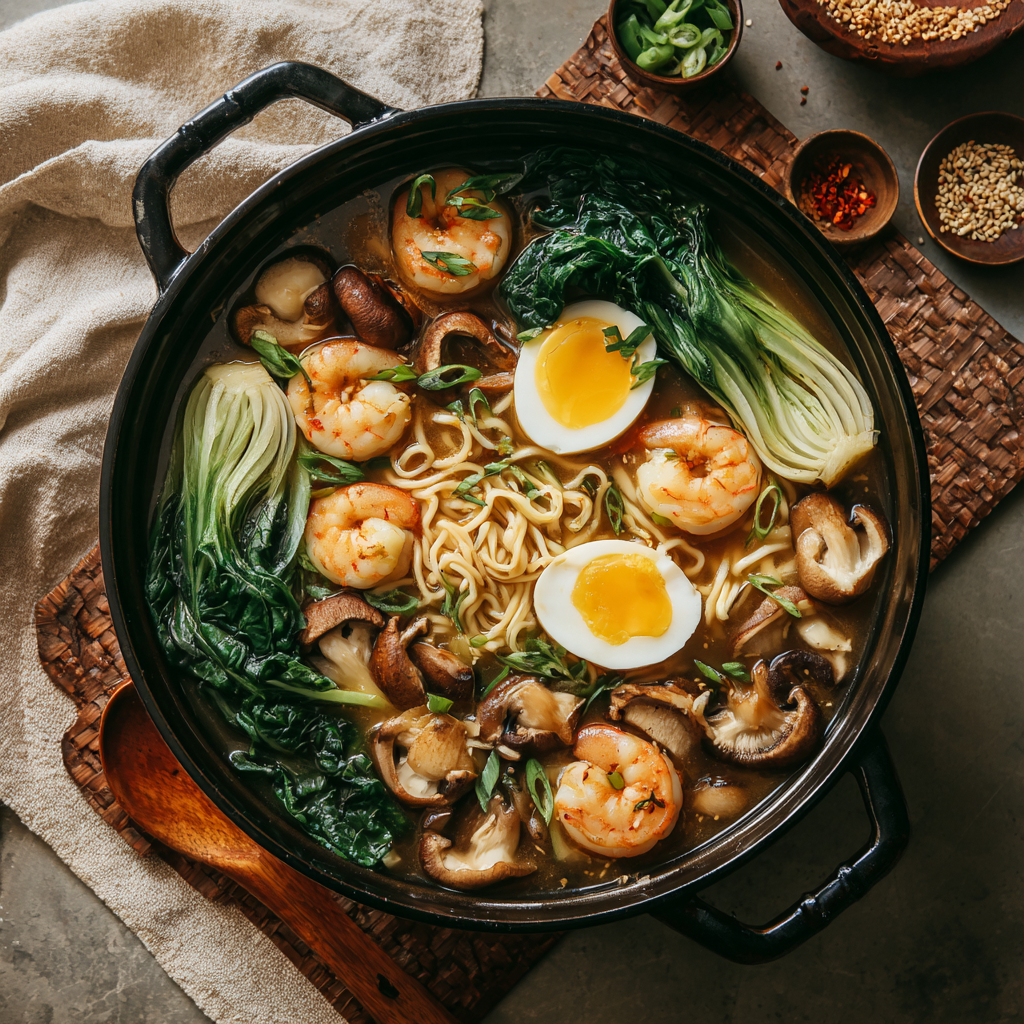 Miso Shrimp & Noodle Hot Pot : Simmering Winter Comfort, Japanese-Style