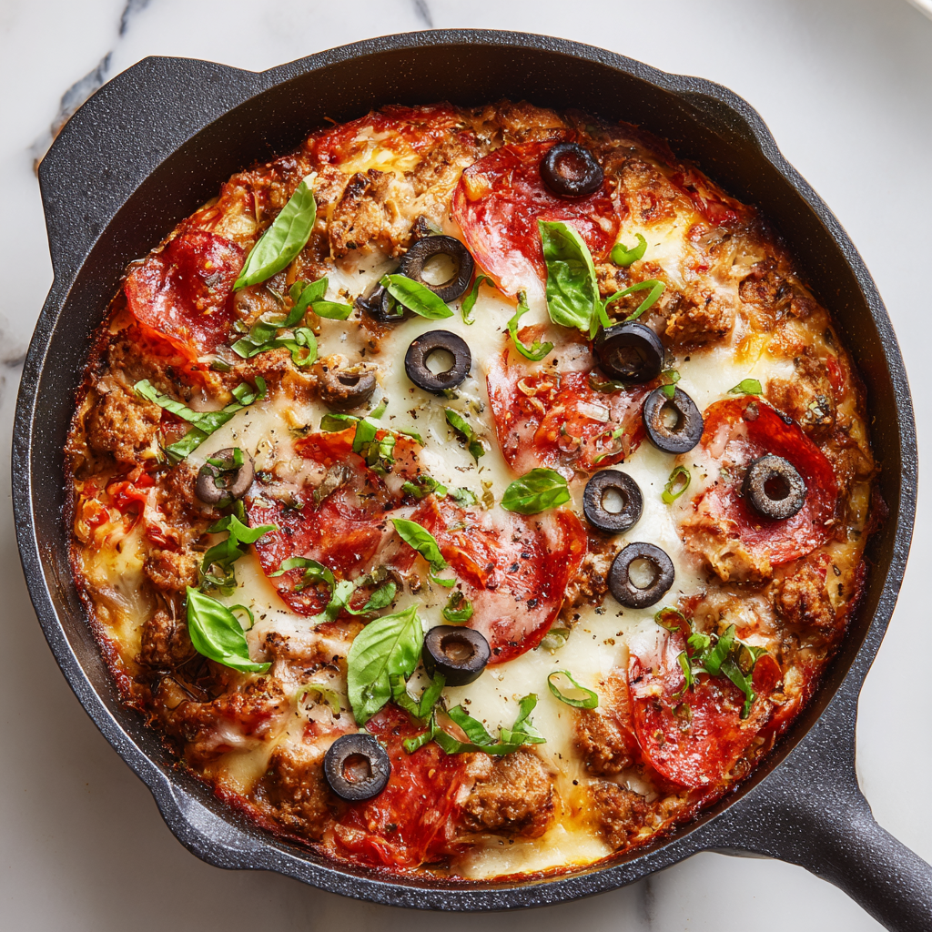 One-Pan Protein Packed Pizza : High-Protein Skillet Dinner