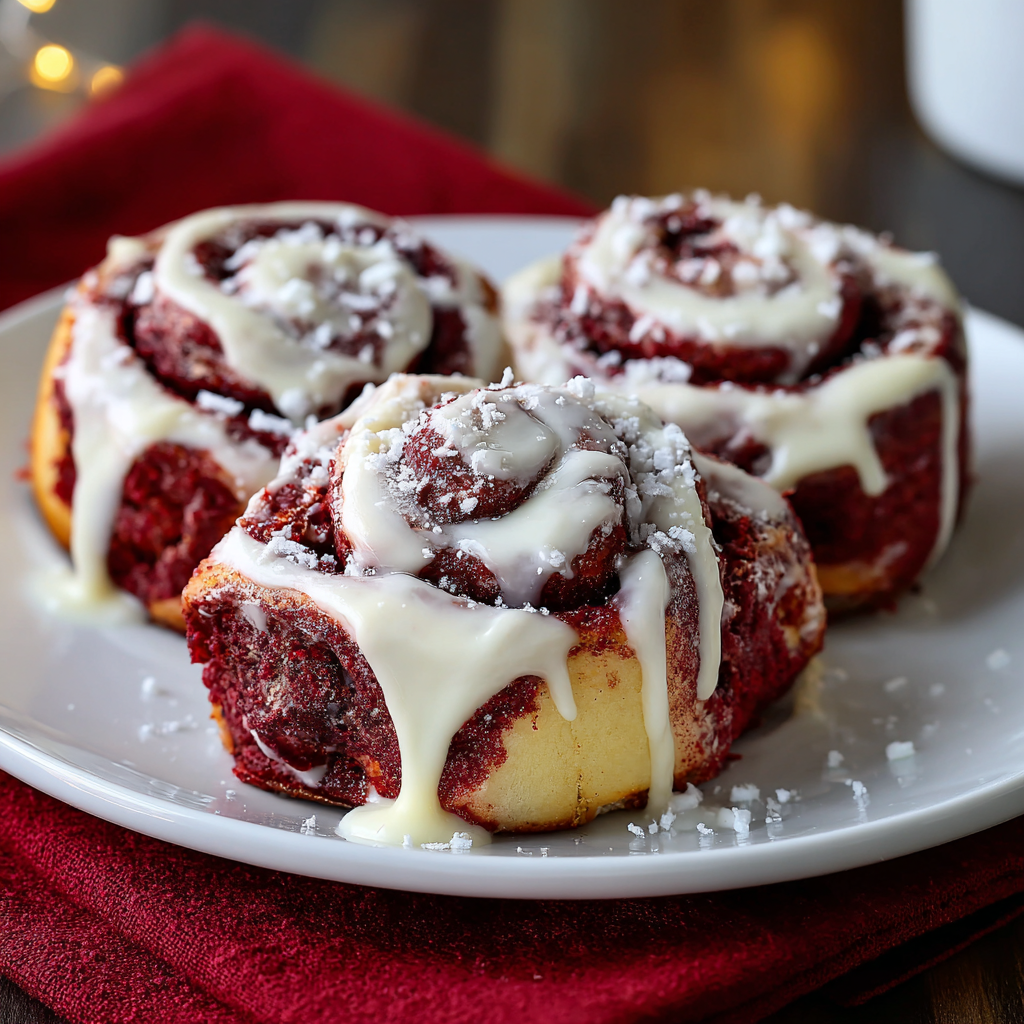 Red Velvet Cinnamon Rolls with Cream Cheese Glaze