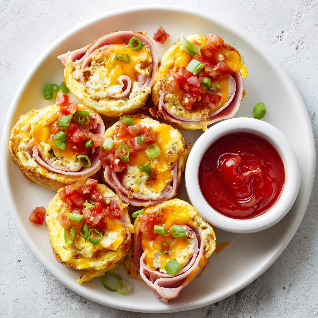 Salsa, Ham, and Egg Roll-Ups : Easy Low-Carb Breakfast Bake