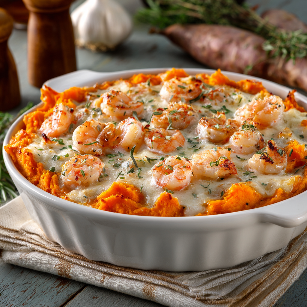 Shrimp & Sweet Potato Shepherd’s Pie  : A Cozy, Coastal Comfort Food Twist