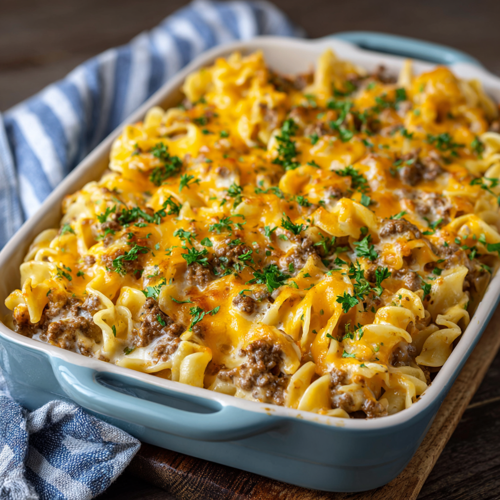 Sour Cream Beef Noodle Casserole : Creamy, Cheesy & Family-Friendly Comfort