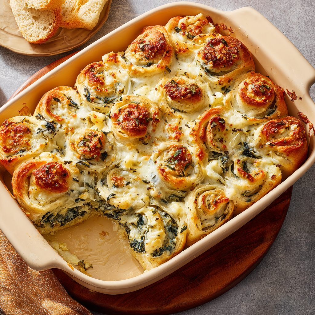 Spinach Artichoke Crescent Roll Bake : Flaky, Cheesy, Crowd-Pleasing Comfort