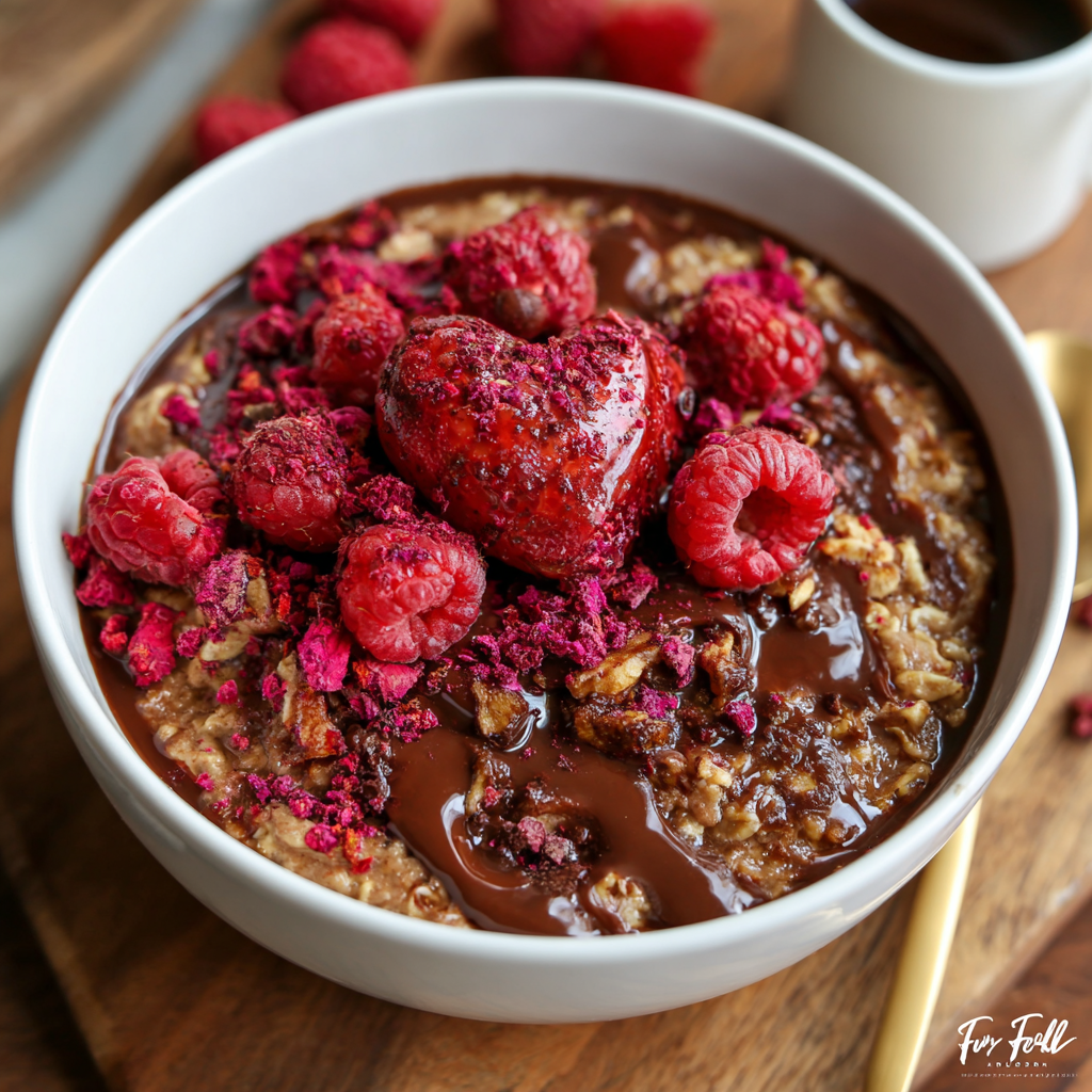 Chocolate Raspberry “Truffle” Oats : A Valentine’s Breakfast That Tastes Like Dessert