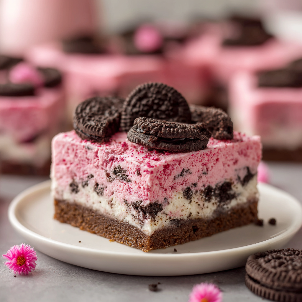 Pink Oreo Cheesecake Bars : Pretty, Creamy, and Perfect for Parties