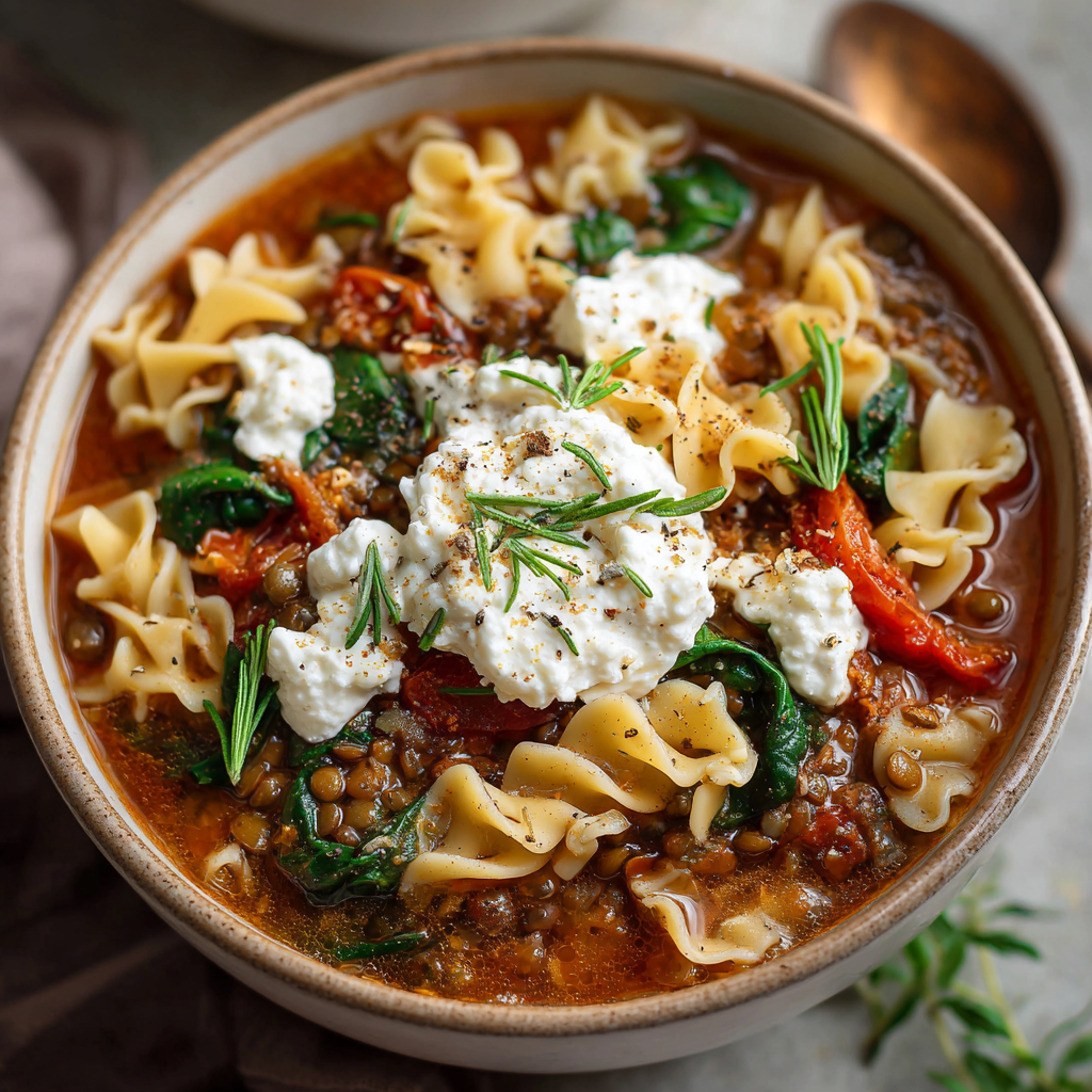 Vegan Lasagna Soup with Cashew Ricotta : Cozy, Plant-Based Comfort in a Bowl