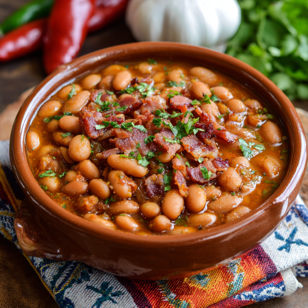 Charro Beans Recipe : Authentic Mexican Pinto Beans with Bacon & Spice