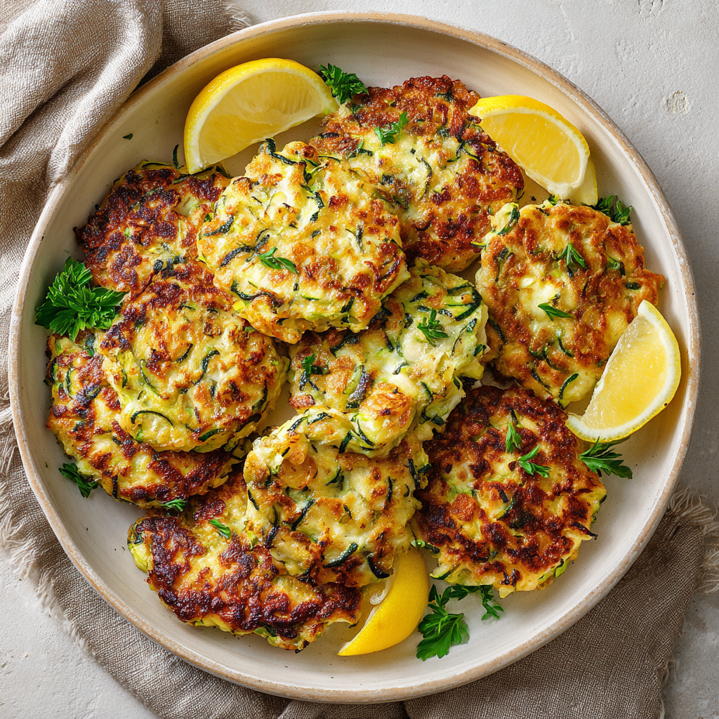 Cheesy Zucchini Chicken Fritters : Crispy, Juicy, Low-Carb Delight