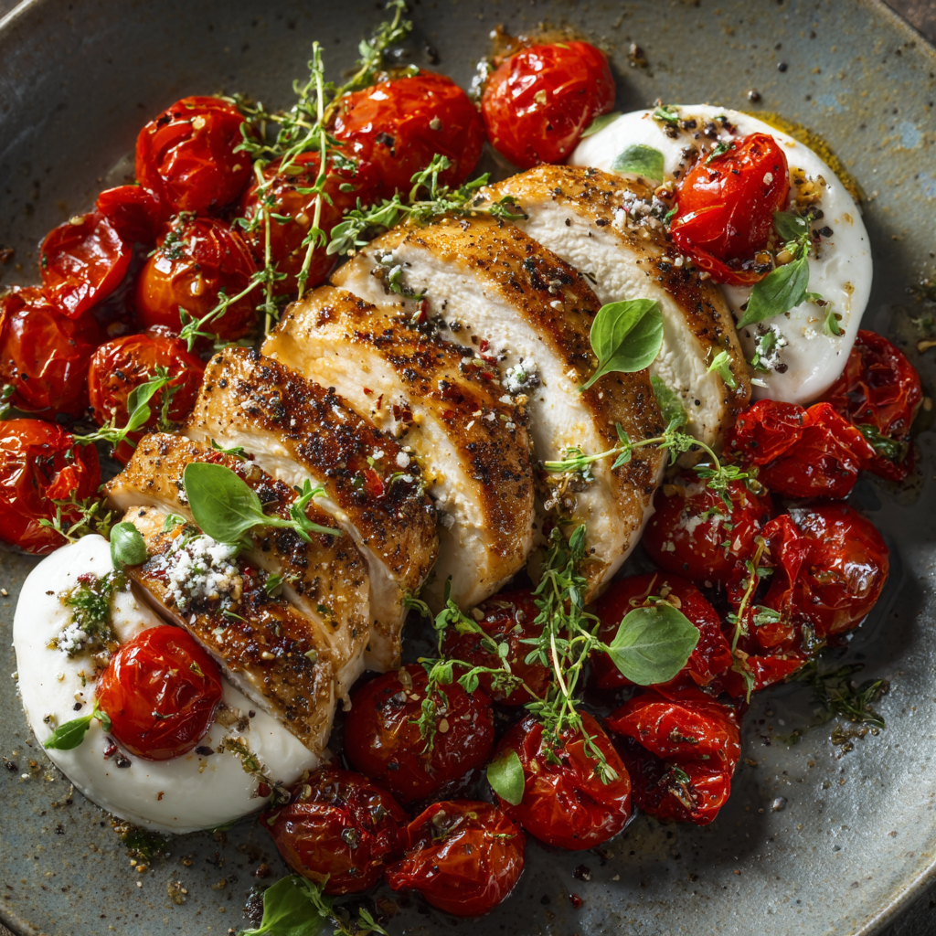 Chicken Breast with Burrata & Roasted Tomatoes : Elegant, Juicy, and Steak-Style