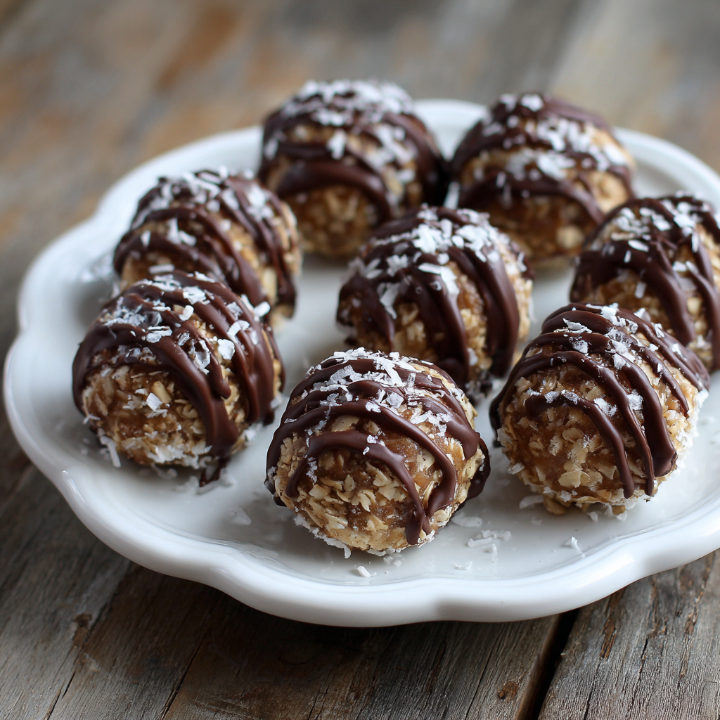 No-Bake Chocolate Covered Oatmeal Cookie Balls : Quick & Powdered Sugar-Coated Treats