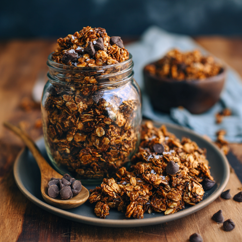 Salted Chocolate Chip Cookie Granola : Sweet, Crunchy & Totally Snackable