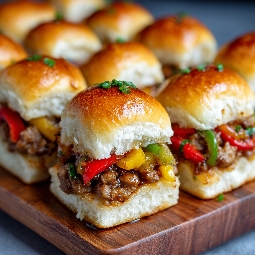 Sausage and Peppers Hawaiian Roll Sliders (Game Day Favorite)