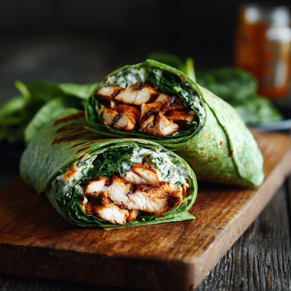 Spinach Chicken Wrap : High-Protein, Fresh & BBQ-Flavored