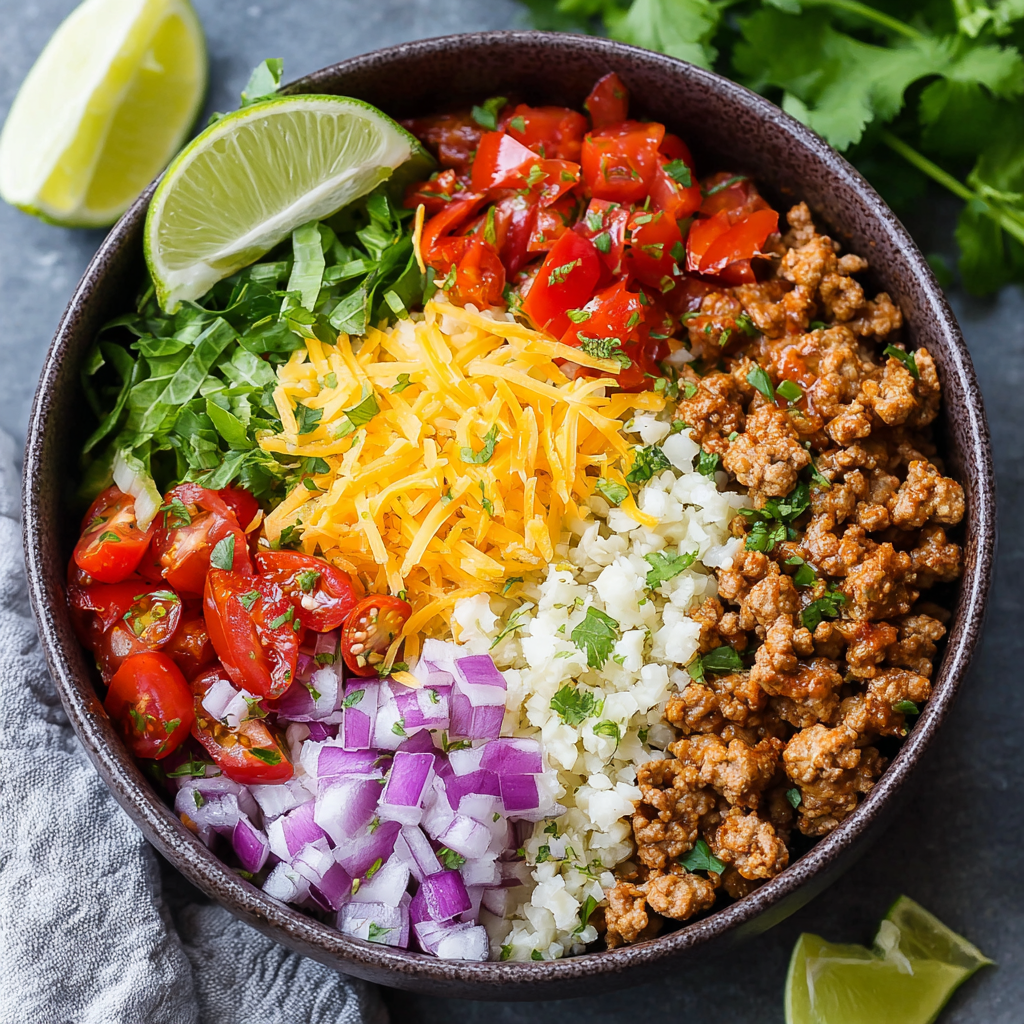 Turkey Taco Bowls with Cauliflower Rice : Low-Carb, Meal-Prep Magic
