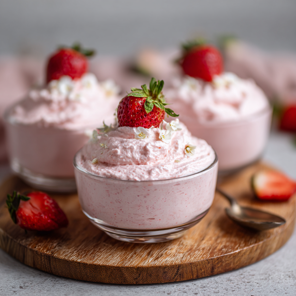 Strawberry Milk Mousse Cups : Light, Creamy, and Pretty in Pink