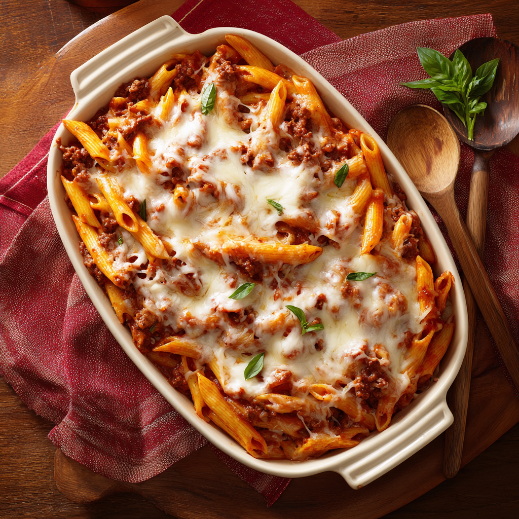 Authentic Italian Mostaccioli Recipe : Baked Pasta with Rich Tomato Sauce