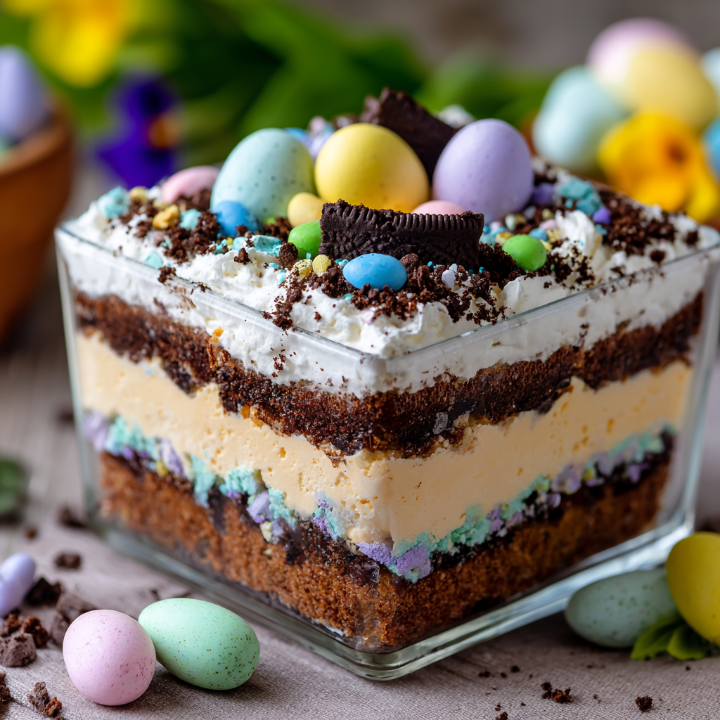 Easter Dirt Cake: A No-Bake Layered Treat with Oreos & Easter Candy