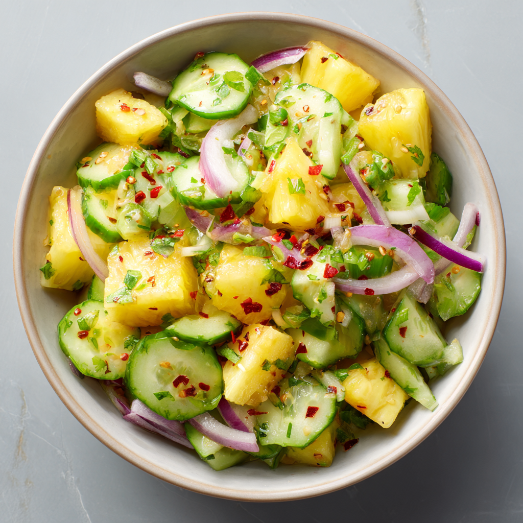Fresh Pineapple Cucumber Salad : Sweet, Tangy & Refreshing