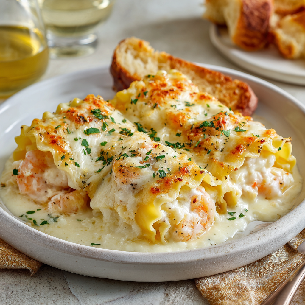 Garlic Butter Shrimp Lasagna Rolls : Elegant, Cheesy & Irresistibly Savory