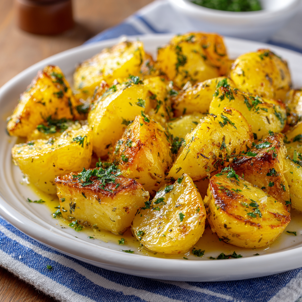 Greek Lemon Potatoes : Crispy, Tender & Full of Flavor