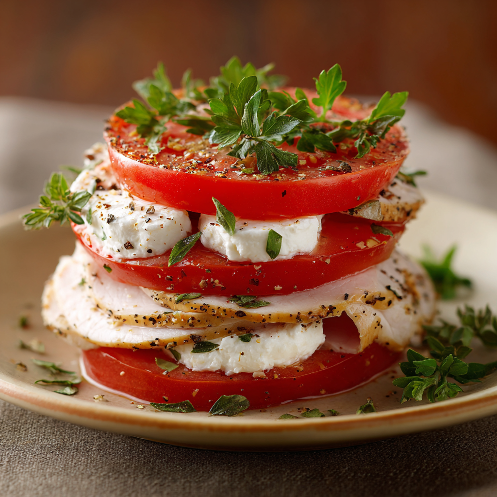 High-Protein Turkey & Cottage Cheese Tomato Stacks : Fresh, Fast, and Filling