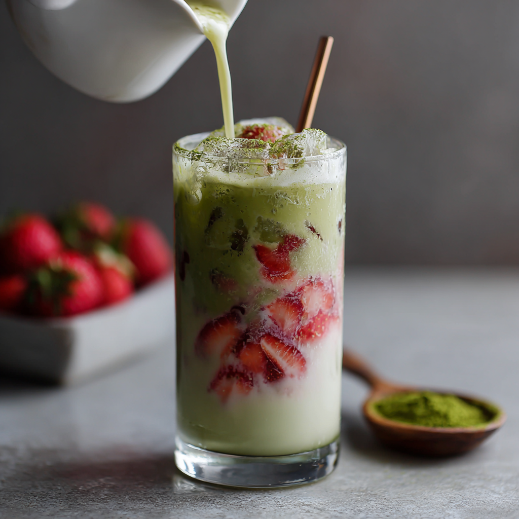 Iced Strawberry Matcha Latte : Refreshing, Creamy, and Naturally Sweet