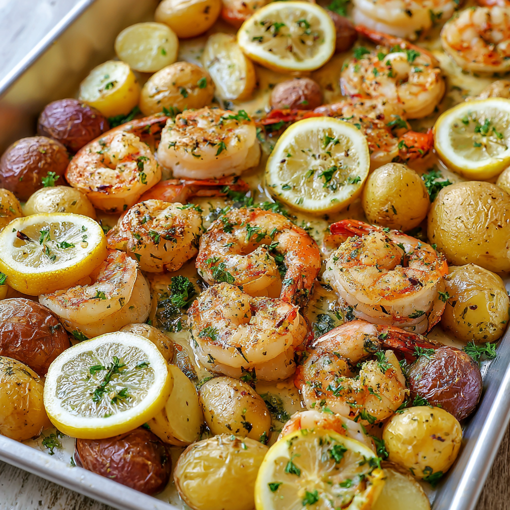 One-Pan Lemon Butter Shrimp & Potatoes : Easy, Zesty & Oven-Roasted