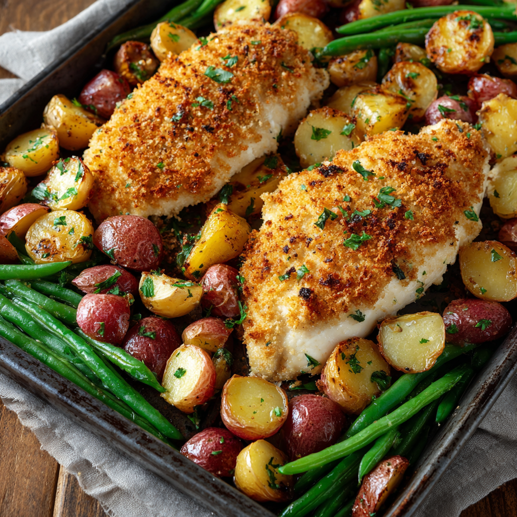 Parmesan Crusted Chicken Sheet Pan Dinner : Easy One-Pan Weeknight Meal