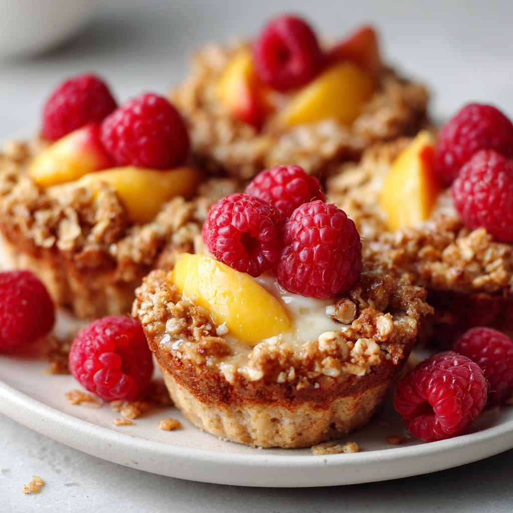 Peach and Raspberry Crumble Cups : Easy Individual Summer Desserts