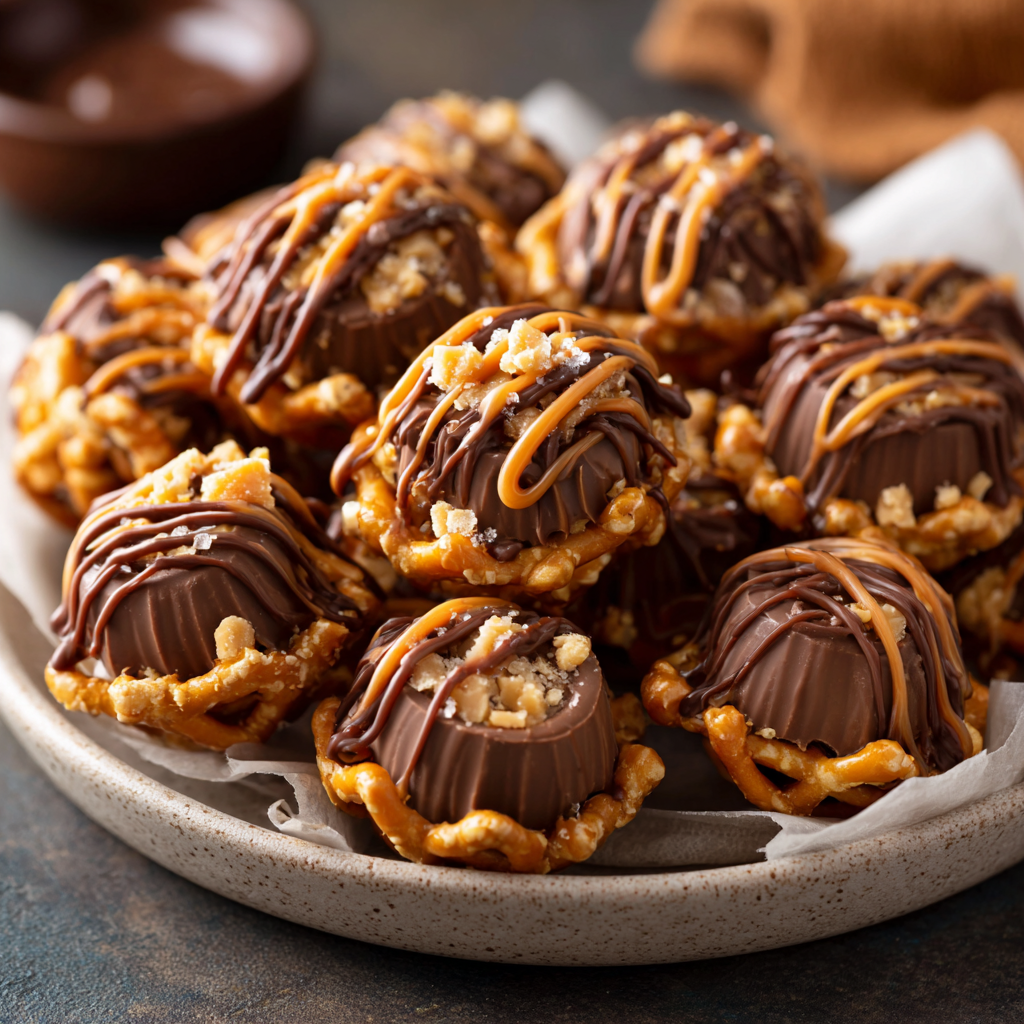 Peanut Butter Cup Pretzel Bites : Sweet & Salty Game Day Treats