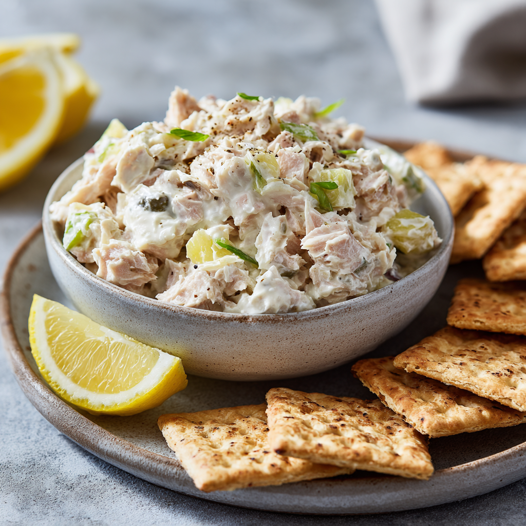Tuna Salad with Crackers : A Classic Snack, Lightened Up