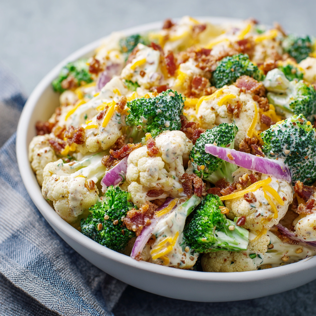 Broccoli Cauliflower Salad – Creamy, Crunchy & Perfect for Potlucks
