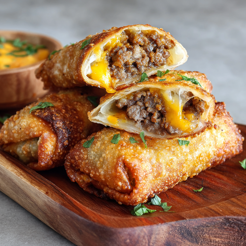 Cheeseburger Egg Rolls : Crispy, Juicy, and Full of Big Burger Flavor