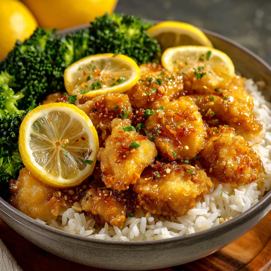 Chinese Lemon Chicken and Rice Bowls : Sweet, Tangy & Better Than Takeout
