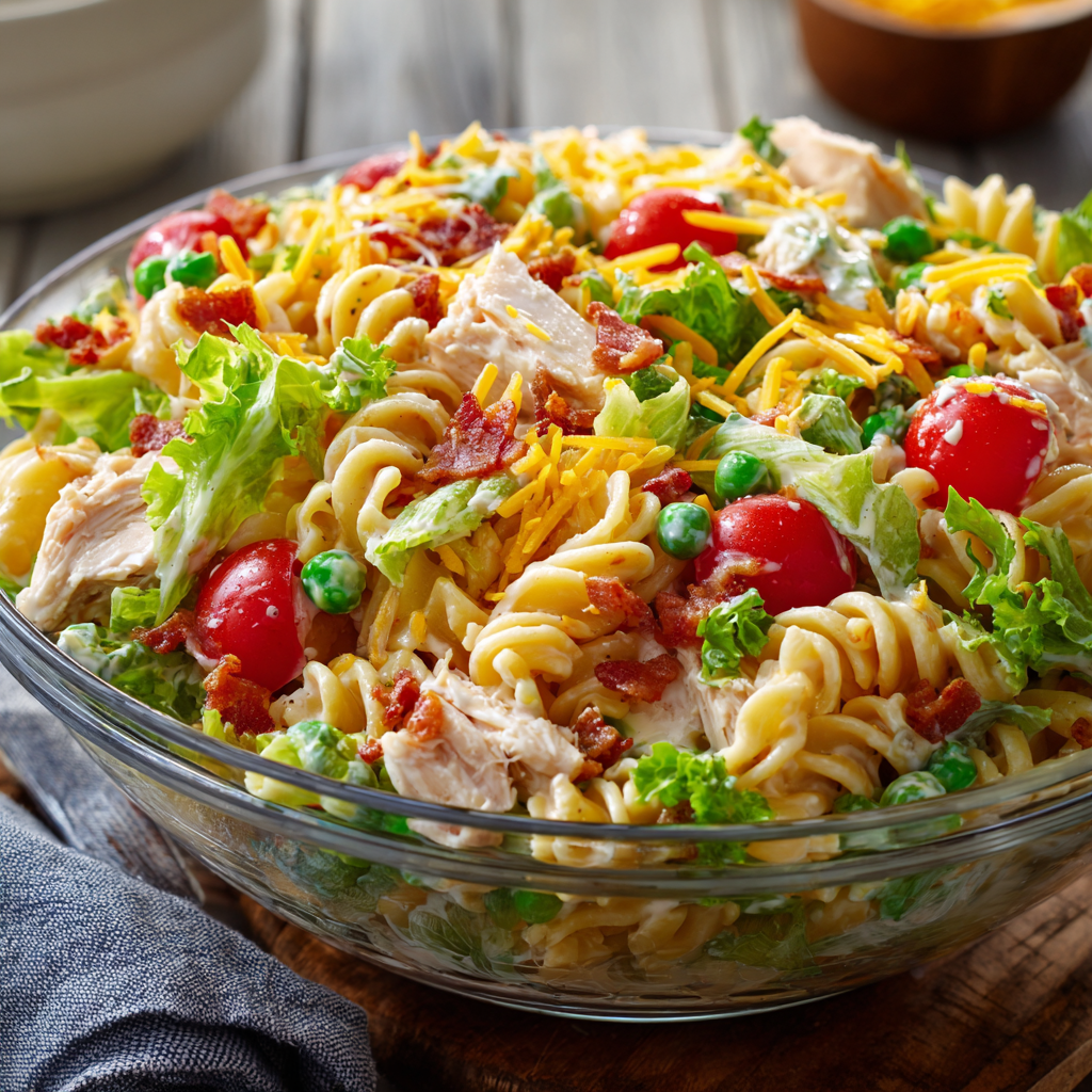 Easy Layered Pasta Salad with Chicken (Quick 13-Minute Recipe)