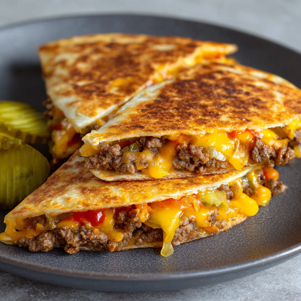 Low-Carb Cheeseburger Quesadilla : High-Protein, Bun-Free Burger Hack
