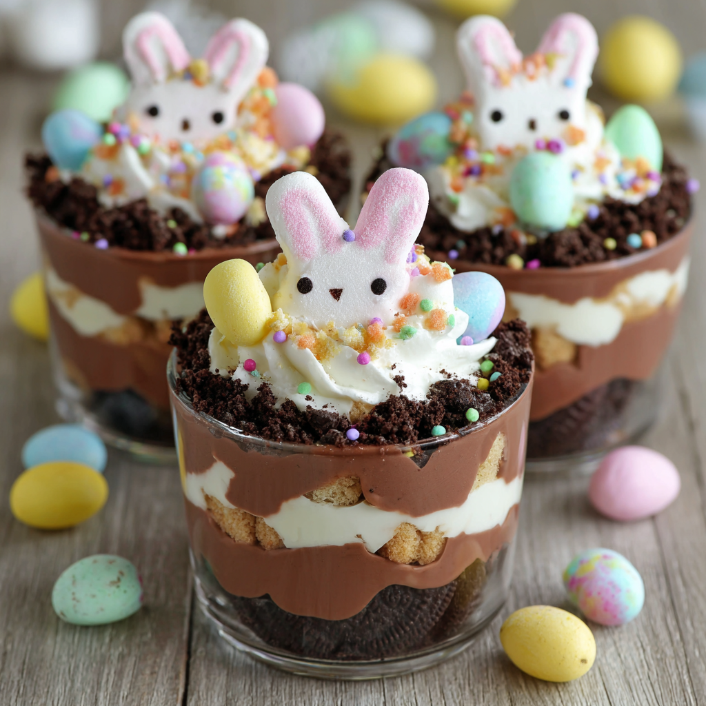 Easter Bunny Dirt Cups : Fun No-Bake Easter Dessert for Kids