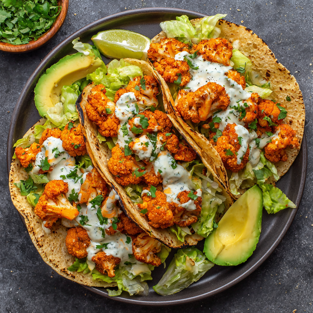 Vegan Buffalo Cauliflower Tacos : Crispy, Spicy & Loaded with Flavor