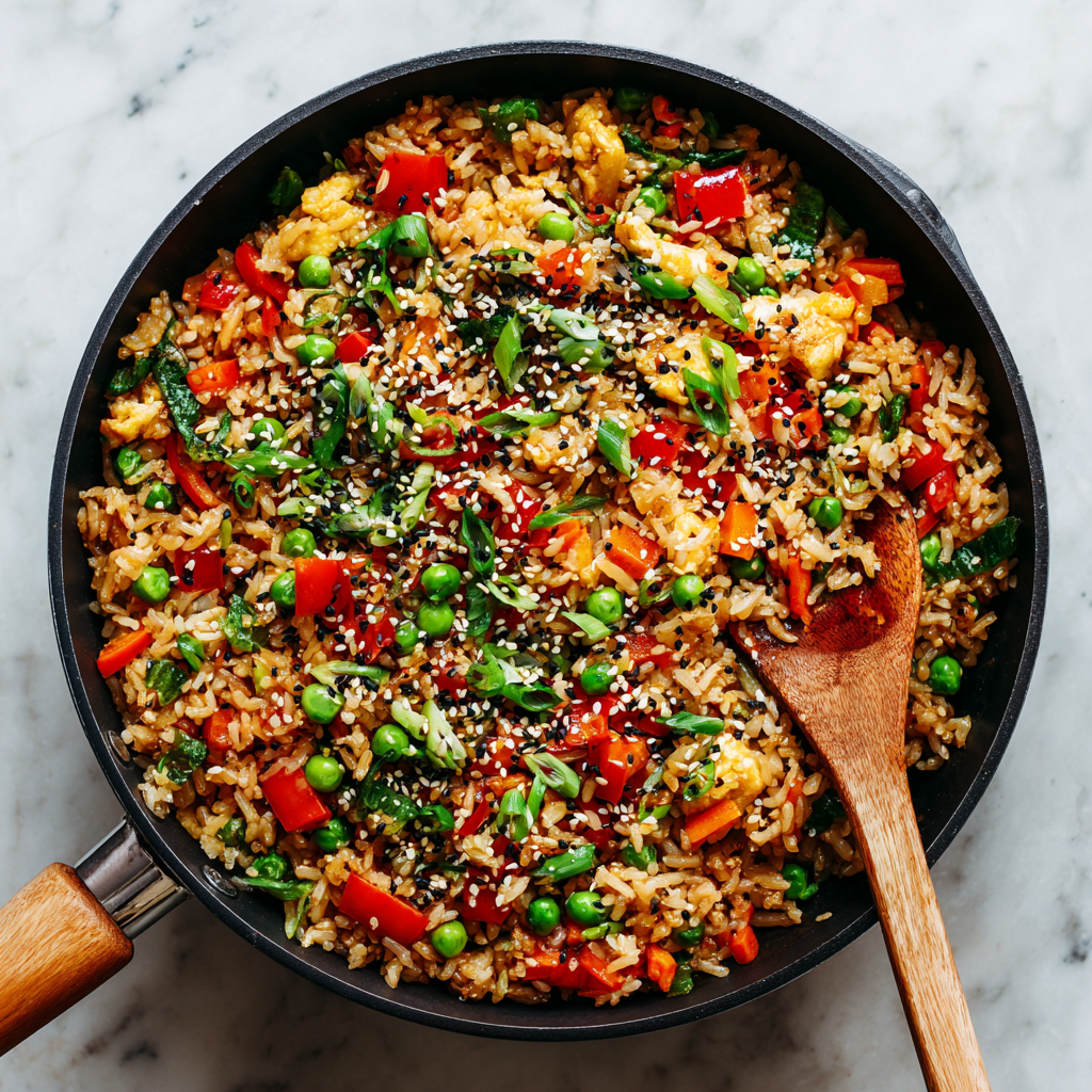 Vegan Sesame Ginger Fried Rice : Quick & Flavor-Packed Plant-Based Dinner