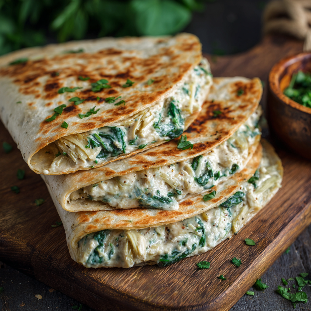 Vegan Spinach Artichoke Quesadillas : Ooey Gooey Plant-Based Comfort Food